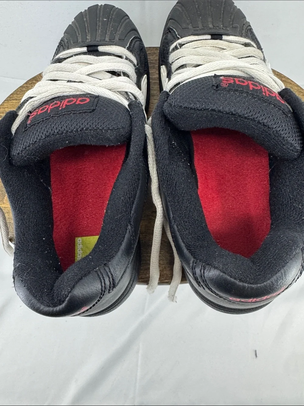 adidas Youth Boys Superstar II Skate Black Leather Sneakers w/ Red Branding, 4.5